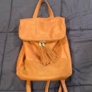 Small Vegan Leather Backpack with tassels
